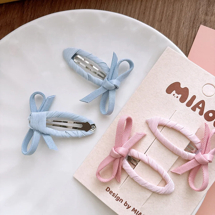 Sweet Candy Color Fabric Bow Children's Bb Clip Hairline Bangs Hairpin Rubber Band Headwear Girls Kids Hair Accessories