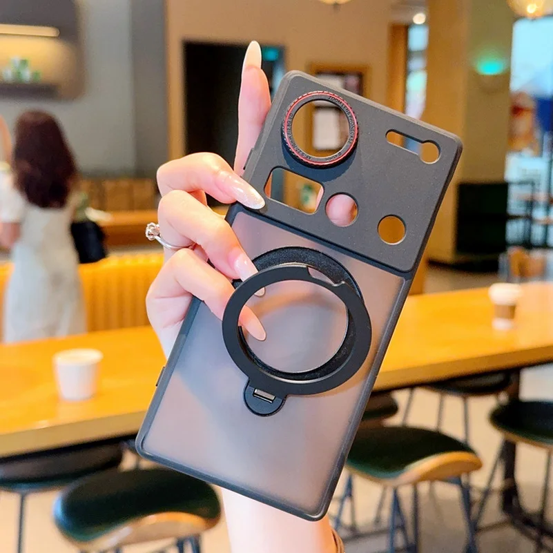 Red Circle Lens Full Coverage Metal Magnetic Holder Case