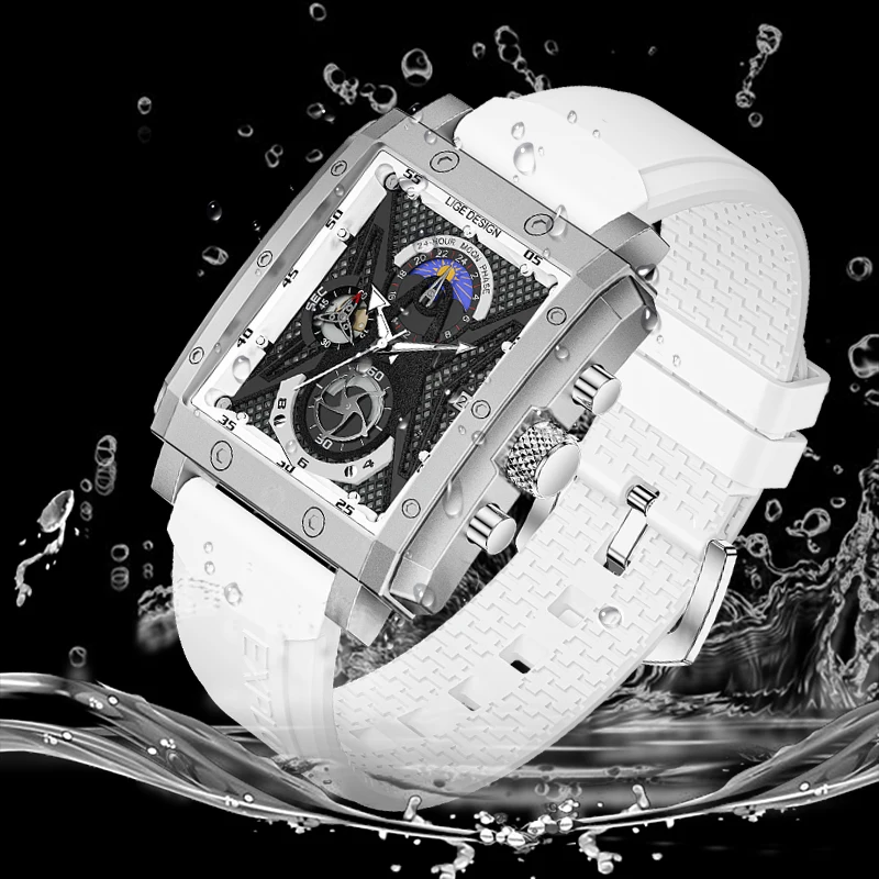 LIGE Top Brand Luxury Quartz Men Watch Fashion Silicone Strap Watch for Men Sports Waterproof Clock Wristwatch Relogio Masculino