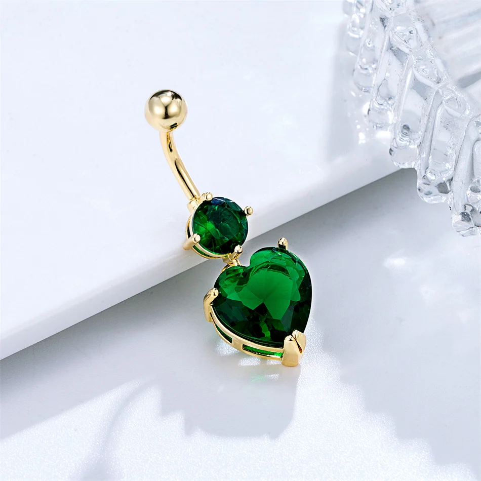 Big Crystal Zircon Heart Dangle Belly Piercing Surgical Steel Women Body Jewelry 14G 10mm Curved Barbell Sexy Navel Button Ring piercing jewelry belly button piercings body piercing jewelry body jewelry