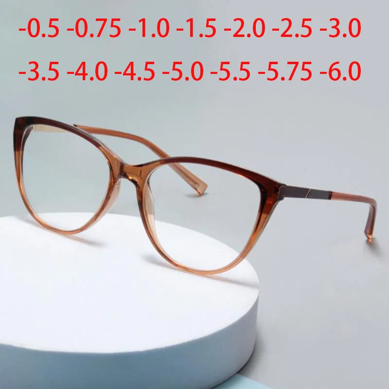 Kobiece optyczne okulary dla krótkowzroczności – vintage kocie oko z blokadą światła niebieskiego do monitora 2 Kobiece optyczne okulary dla krótkowzroczności Vintage marka Design jasne kocie oko niebieskie okulary blokujące światło okulary damskie stopień od 0 do -6.0 1