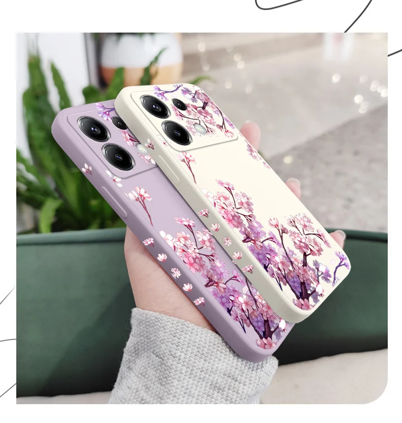 Fallende Blumen Handyhülle für Xiaomi Poco F8 F7 X6 F6 M6 M5 M5S F5 X5 F4 X4 M4 F3 M3 X3 Pro 4G 5G GT Silikonhülle – Detail 5