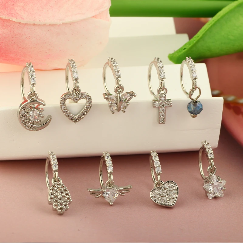 Whoolesales 50pcs Nose Hoop Septum Jewelry Body Piercing Daith Cartilage Earrings Small Hoop Nose Rings Nose Piercing Jewlery