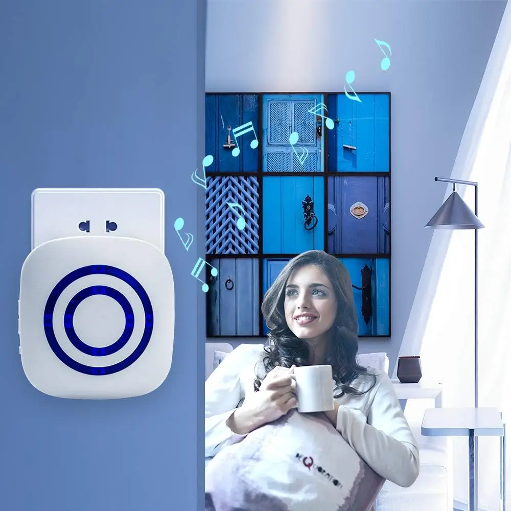 Wireless doorbell motion alarm system PIR motion sensor detector plug-in receiver
