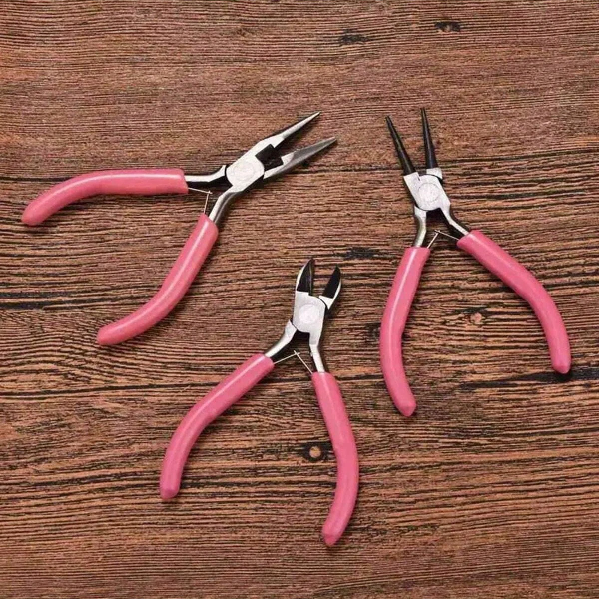 3개/1개 철제 핑크색 보석용 펜치 도구 세트에는 바늘형 와이어 커터와 보석 제작용 곡선형 노즈 펜치가 포함되어 있습니다.