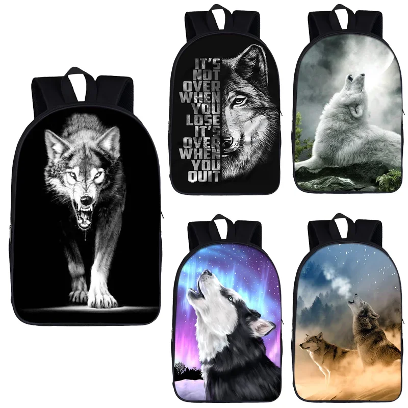 

13/16 inch Cool Wolf Backpack Women Men Schoolbag Teenager Boys Girls Backpack Children School Bag Hip Hop Bagpack Laptop Bag