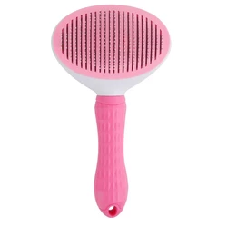 Pet Hair Grooming Brush with Stainless Steel Comb - Perfect for Long-Haired Cats and Dogs (Pink)