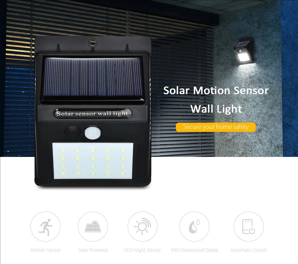 20LED Solar Motion Sensor Wall Lights Outdoor Solar Powered Lights For Yard Gard