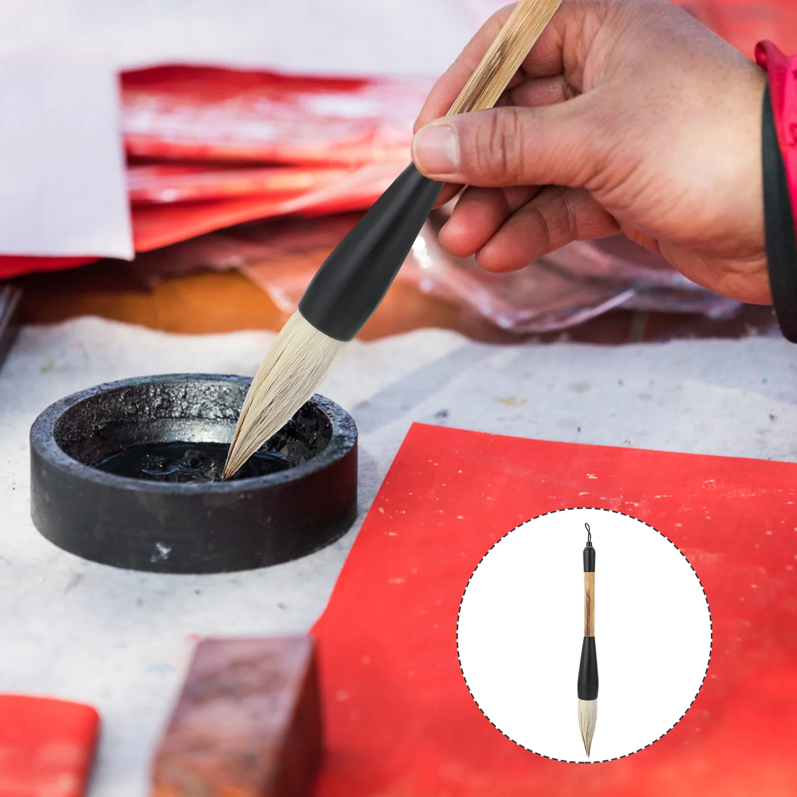 

Large Brush Couplet Of Four Treasures Of Calligraphy Calligraphy Chinese Painting Wolf'S Brush And Sheep'S Brush Beginners