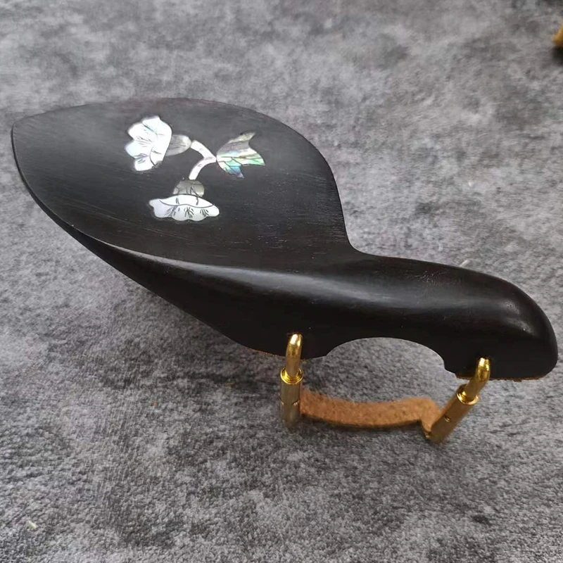 Adjustable Ebony Jujube Wood Violin Chinrest with Metal Clamp and Cork Padding