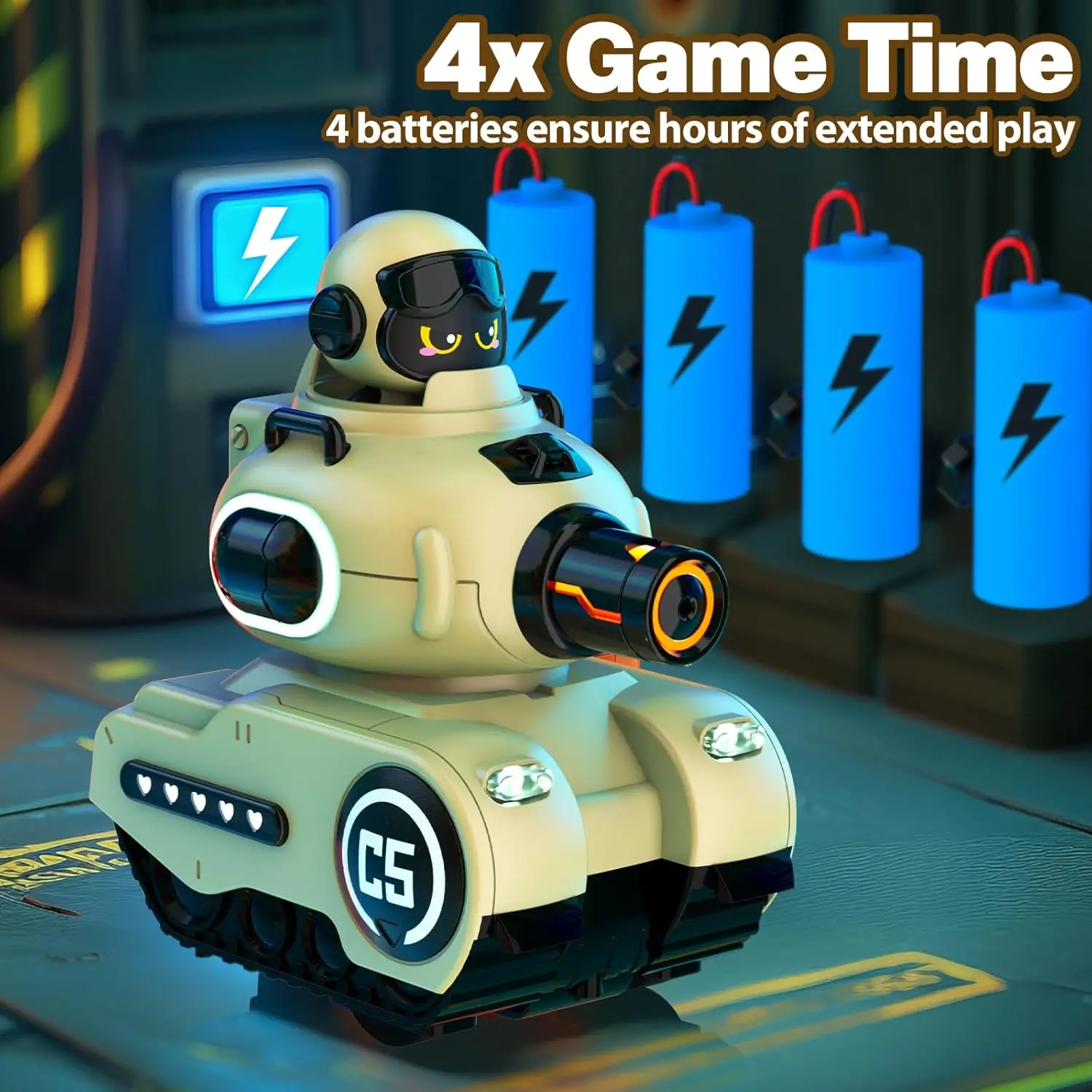 Char Radiocommandé Militaire 2.4GHz - Tank Robot RC avec Effets Sonores et Lumière