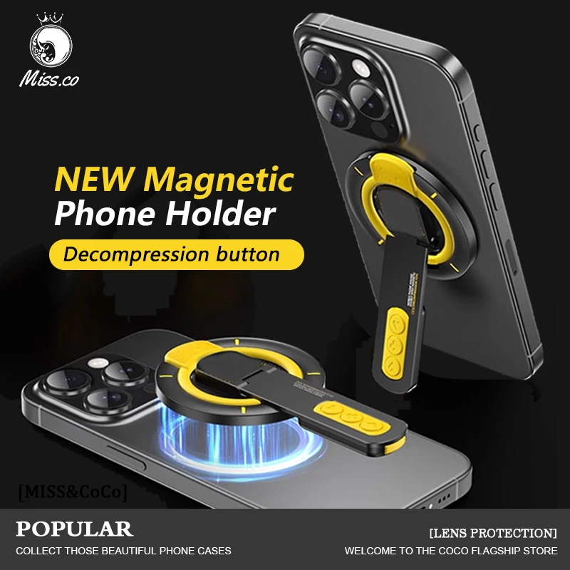 Versatile Magnetic Phone Grip and Stand with Double-Sided Adhesive