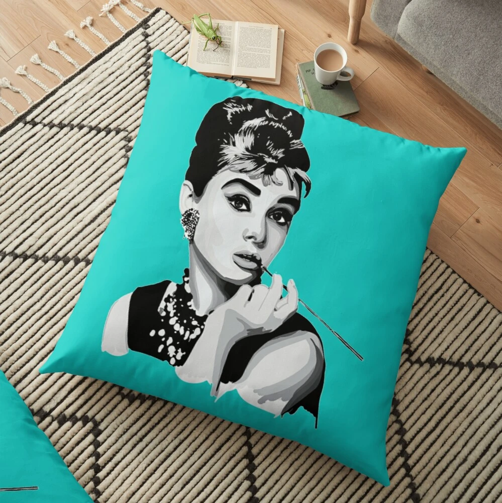 Audrey Hepburn Hepburn black and white Floor Pillow Sofa Cushion Cover AliExpress