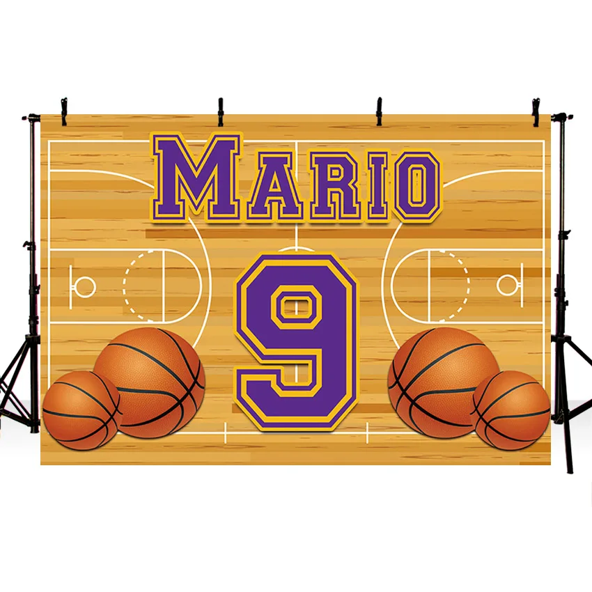 Avezano Happy Birthday Backdrop Basketball Boy Party Customizable Poster Photo Props Photography Background Studio Photoshoot