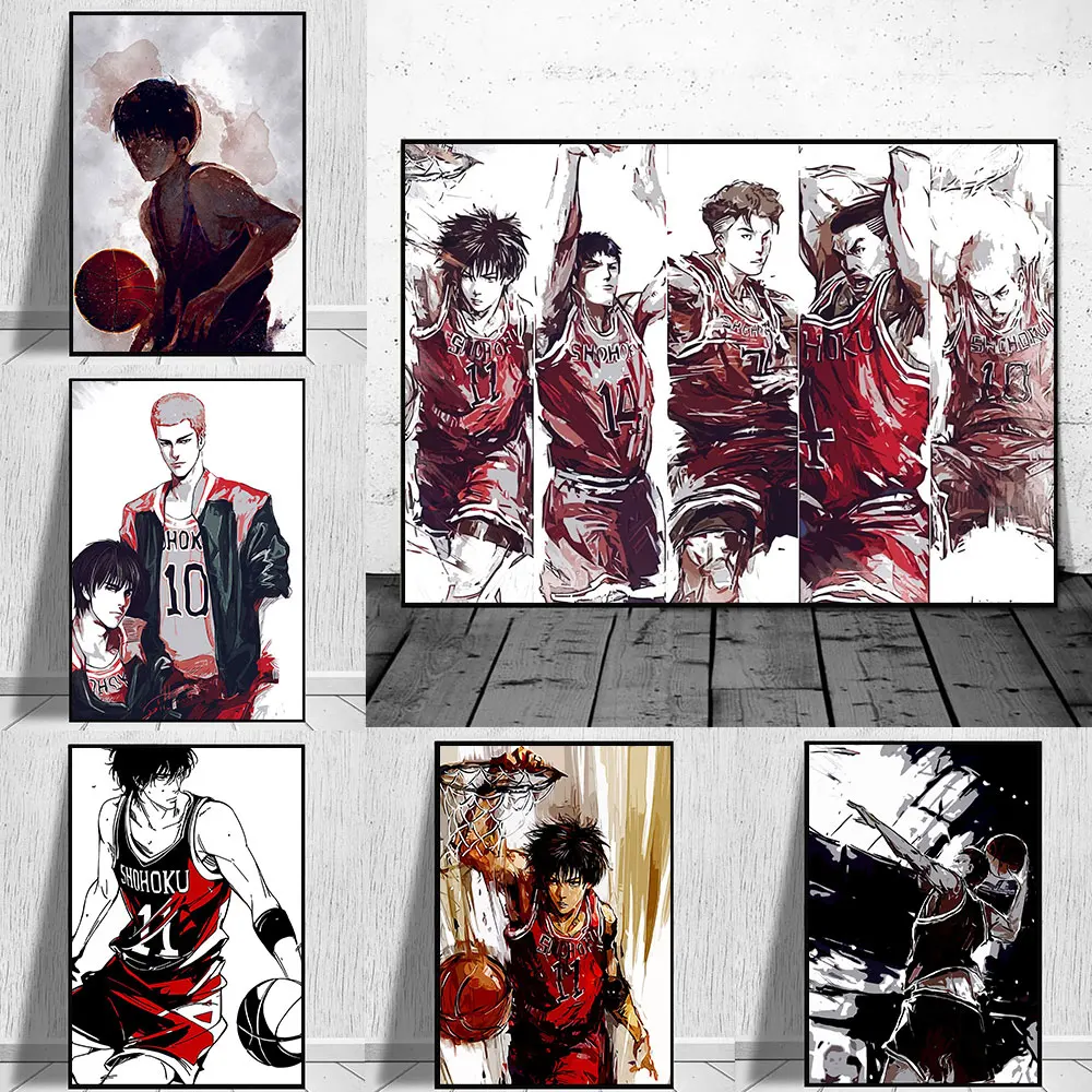 

Japan Classic Anime Slam Dunk Figure Sport Basketball Poster Print Canvas Painting Wall Art Picture Living Room Home Decoration