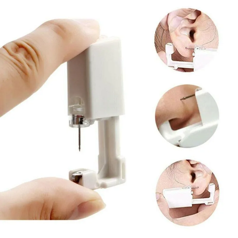 10 Sets Disposable Sterile Ear Piercing Self Nose Piercing Gun Kit Safe Comfortable No Pain Piercer Tool Machine Kit Jewelry