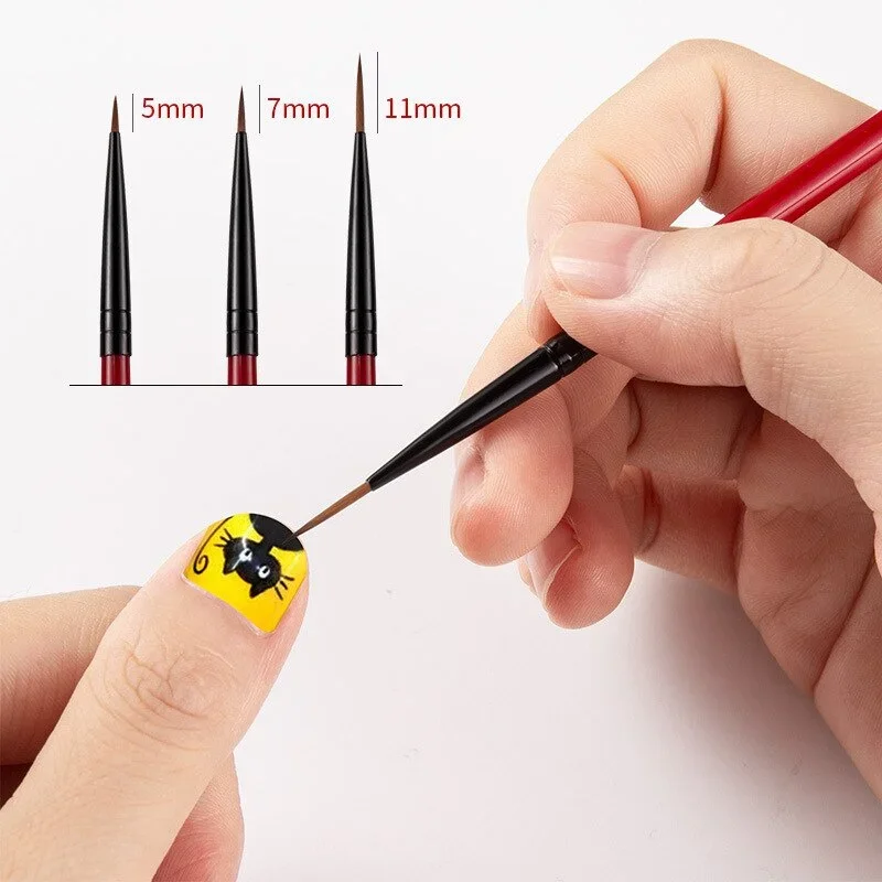 3pcs/set Nail Art Liner Painting Brush Thin Stripe Line Drawing Pen DIY UV Gel Tips French Design Manicure Tool 5/7/11mm 2