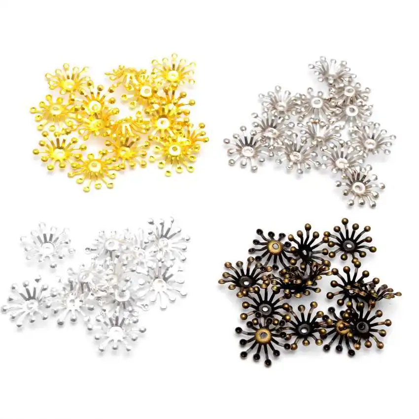 

200pcs 14mm Metal Hollow Stamen Flower Film Bead Sewing Cosplay Costume Ancient Bride Hair Headwear Bag Clothes Decoration