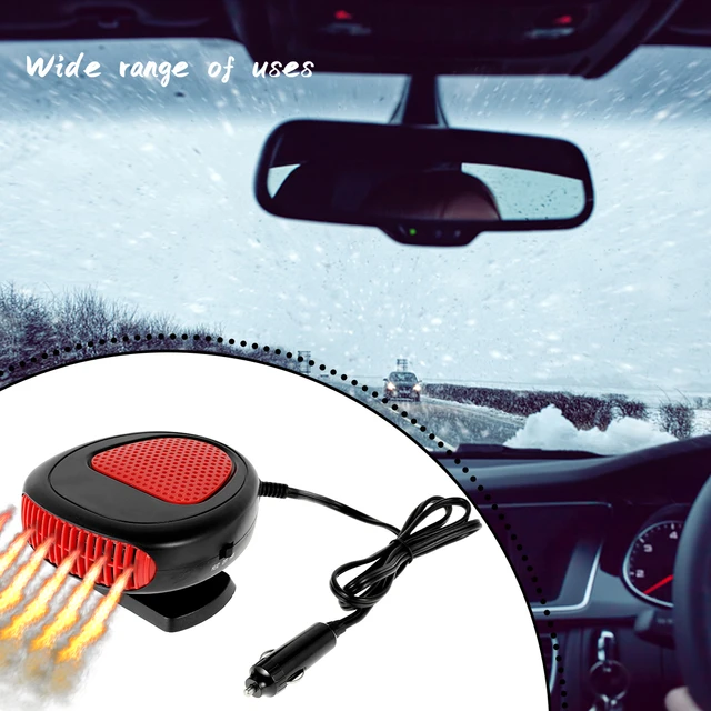 Car Defroster Defogger 12V Truck Car Heat Cooling Fan, Portable Car Heater,  Plug Adjustable Thermostat in Cigarette Lighter 150W 3-Outlet Plug USB,  Black 