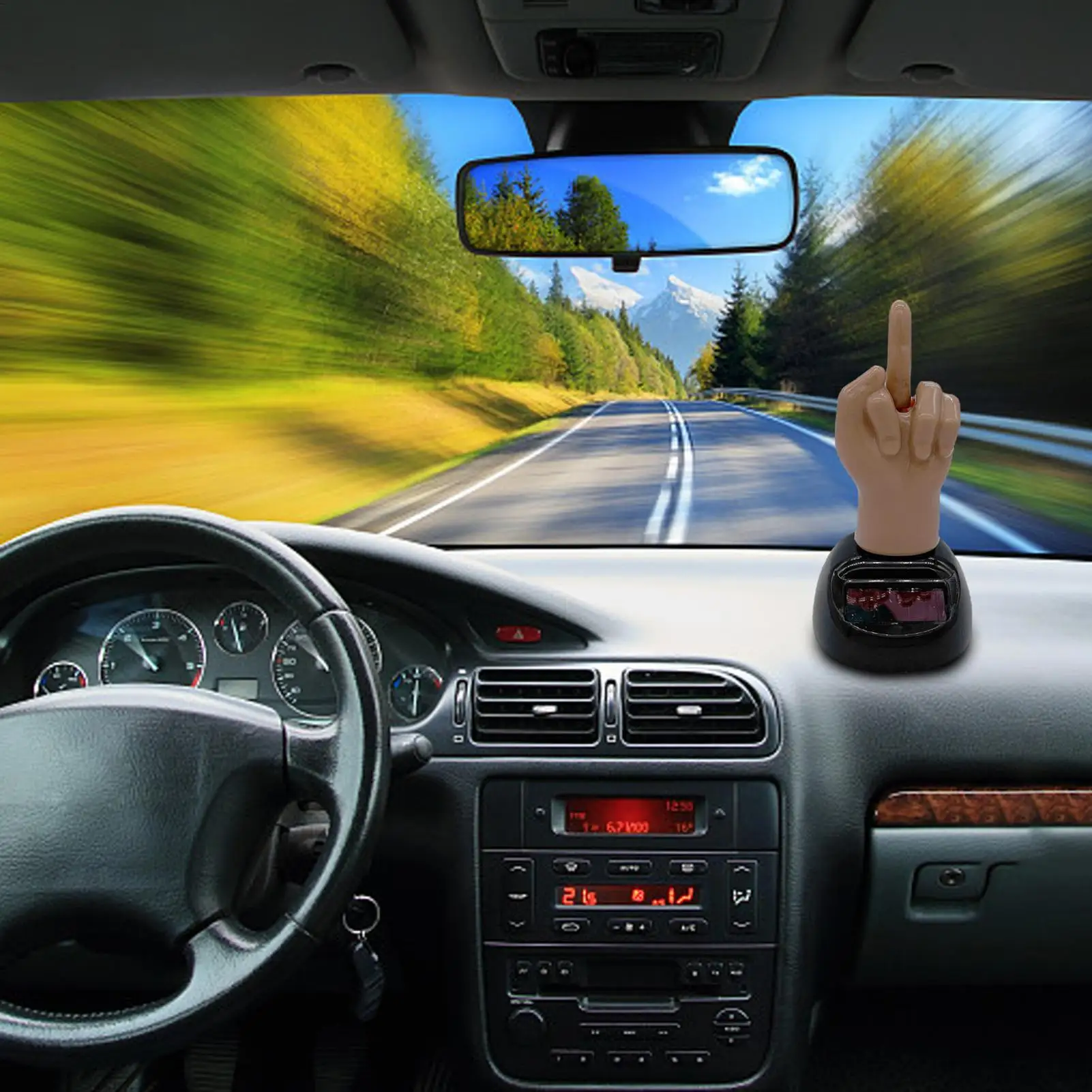 1PC Car Solar Ornament Funny Dashboard Middle Finger Shape Ornament Creative Interior Car Doll Ornaments