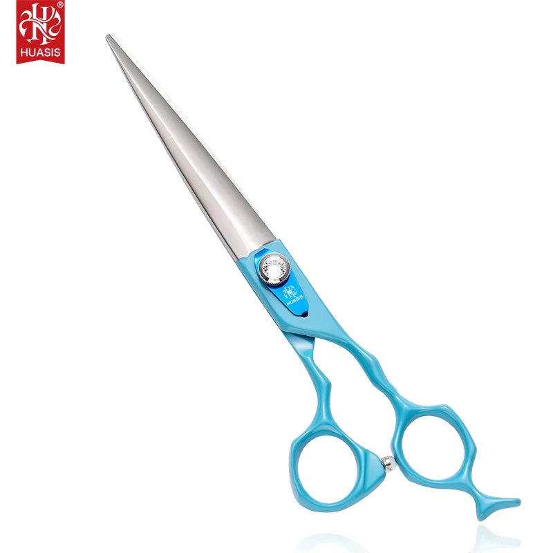 

HUASIS HU45 Professional Dog Grooming Scissors Pet Shears 7 Inch Extremely Sharp Made of 440C Light Blue Handle Special Design