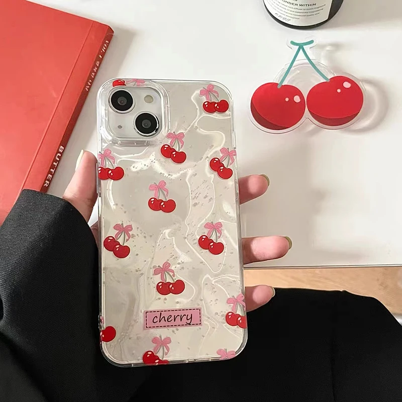 Cherry Bow Phone Case - Elegant Protective Cover