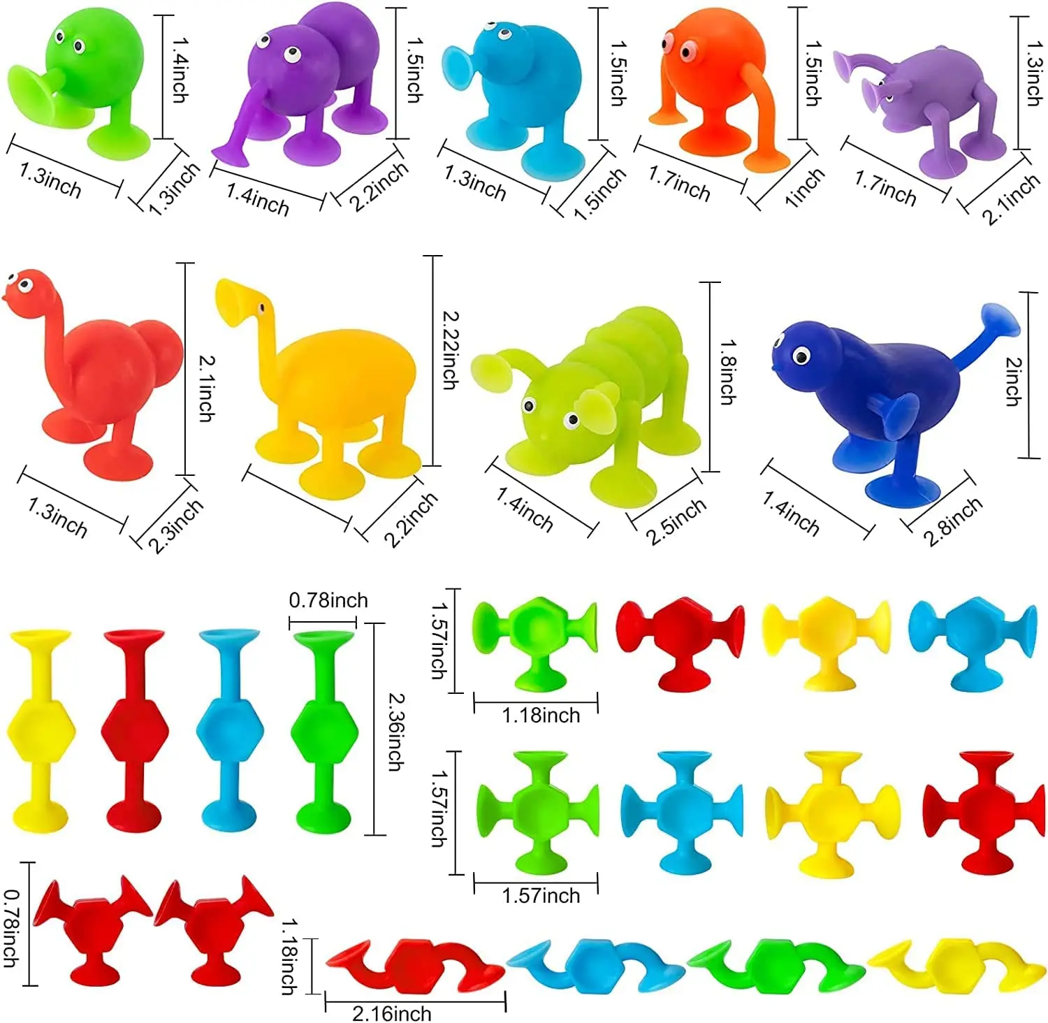 Suction Cup Toys suction cup toys 27 PCS Silicone Suction Bath Toys Travel Window Toy for Kids Sensory with Dinosaur Eggshell Storage