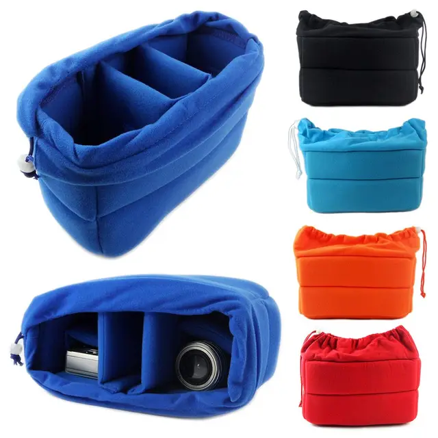 Camera Insert Bag Partition Padded Bag Velvet Shockproof Protection Camera Lens Case Soft Bag for Canon Nikon Sony DSLR Cameras