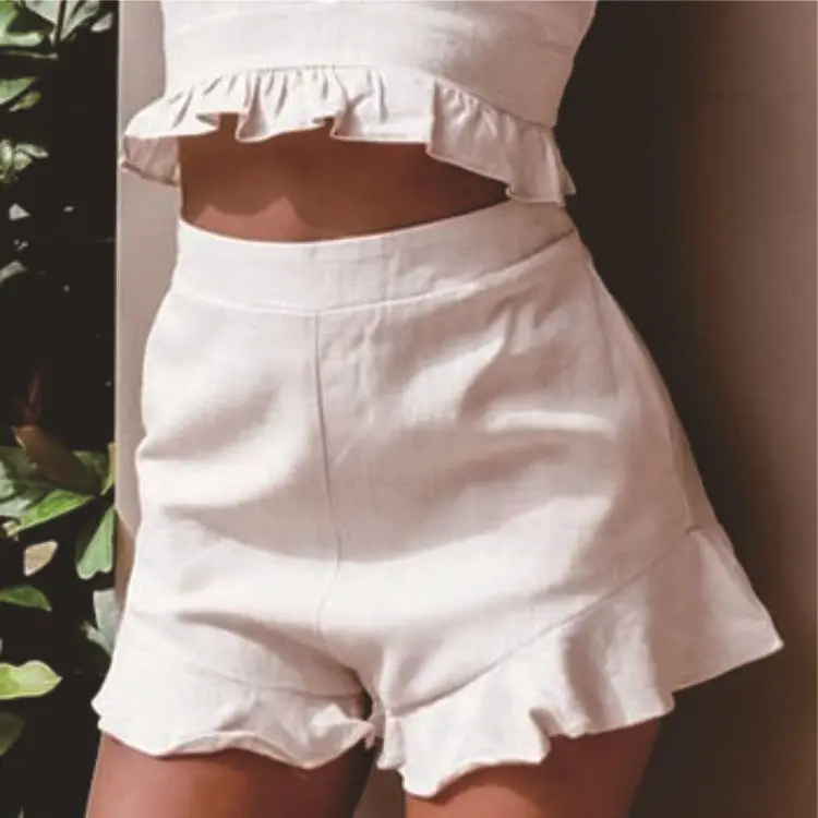 

2023 Summer Fashion New European and American Solid Color Ruffles Loose Casual Elegant Sexy Women's Shorts Hot Pants