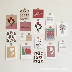 17Pcs/set Aesthetic Journal Card Wall Stickers Postcard Oil Painting Room Decoration Hand Account Material Cartulina Colores