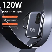 New 100000MAh 120W Super Fast Charge Built-in Cable Mini Power Bank Portable Charger, External Battery for iPhone Xiaomi Samsung - Image 2