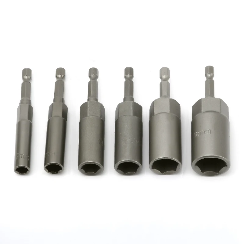 

6Pcs 80mm Length Bolt Nut Driver Sockets Bit Set Deep Electric Wrench Socket 1/4 Hex Shank 7 9 11 13 16 18mm