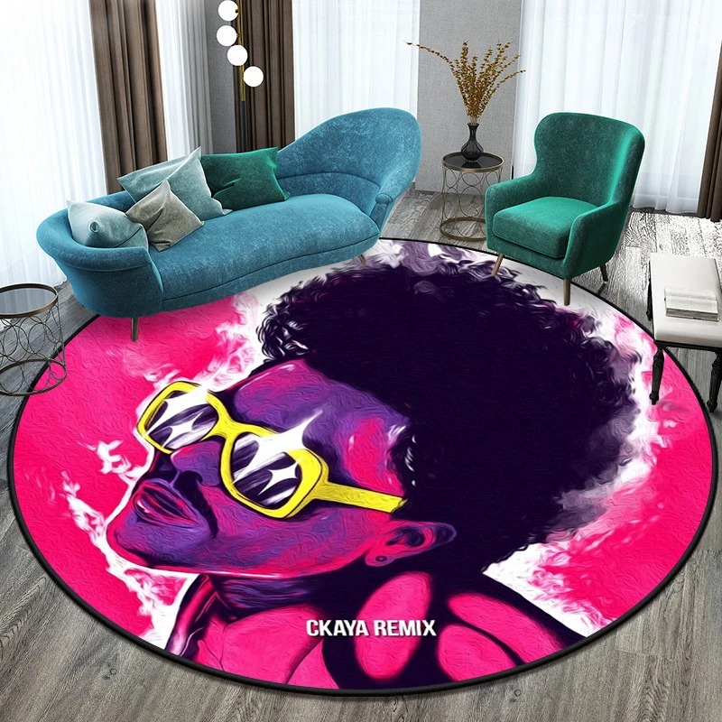 

Pop singer HD Printed Round Carpet for Living Room Rugs Camping Picnic Mats Flannel Anti-Slip Rug Yoga Mat birthday Gifts