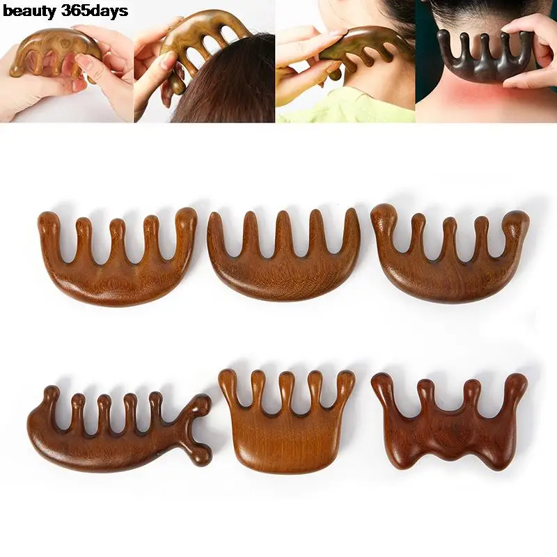 

1pc Head Meridian Massage Comb Sandalwood Four/Five Wide Tooth Comb Acupuncture Therapy Blood Circulation Antistatic Smooth Hair