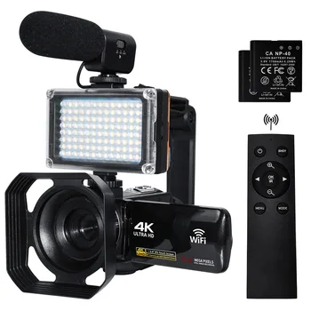 4K 울트라 HD 디지털 카메라 3.0 Inci 48MP 18X 줌 와이파이 캠코더, 방풍 마이크 필 라이트 비디오 블로깅 유튜브용