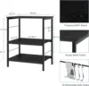 Microwave oven rack, 3-layer kitchen cart with small pastry rack stored on wheels and 10 hooks, coffee bar cart 2