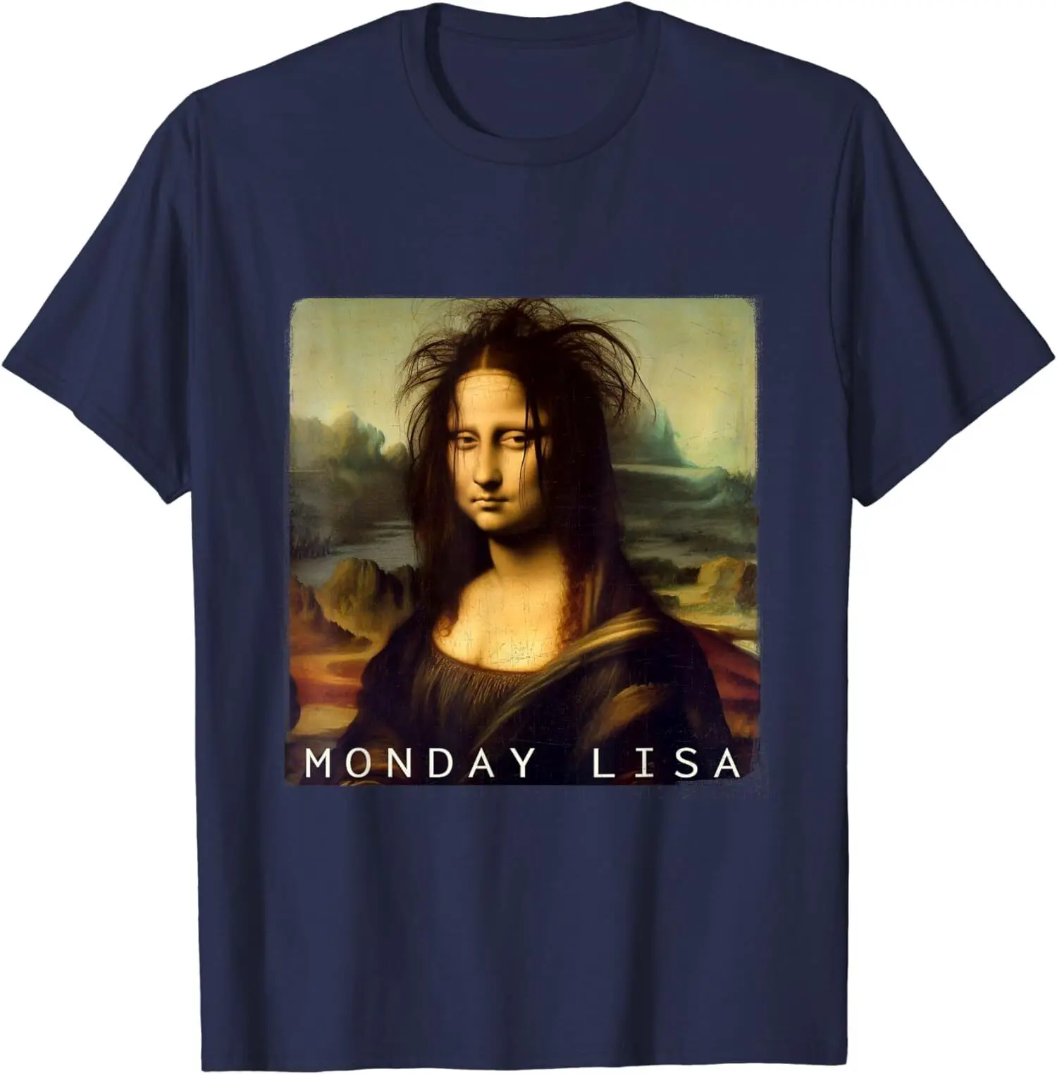 La Gioconda Mona Lisa Funny Monday Cute T Shirt Maniche Lunghe O Corte