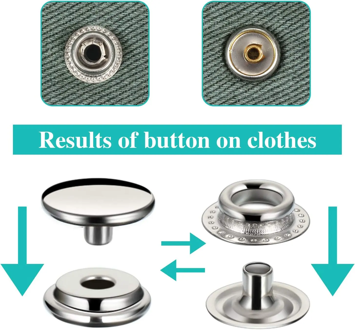 25set 15mm Stainless Steel Snap Fastener Kit, Marine Grade Snap Fastener Stainless Steel Snap Buttons for  Sewing Leather Bags 3