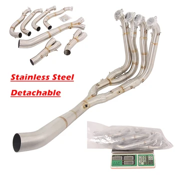 60mm Exhaust Header Link Pipe For BMW S1000RR 10-18 S1000R 15-18 Motorcycle Muffler Escape Mid Pipe Slip On Stainless Steel