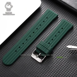 Premium Silicone Waterproof Watch Strap - Soft Rubber Sport Replacement Wristband - Black Buckle (Green)