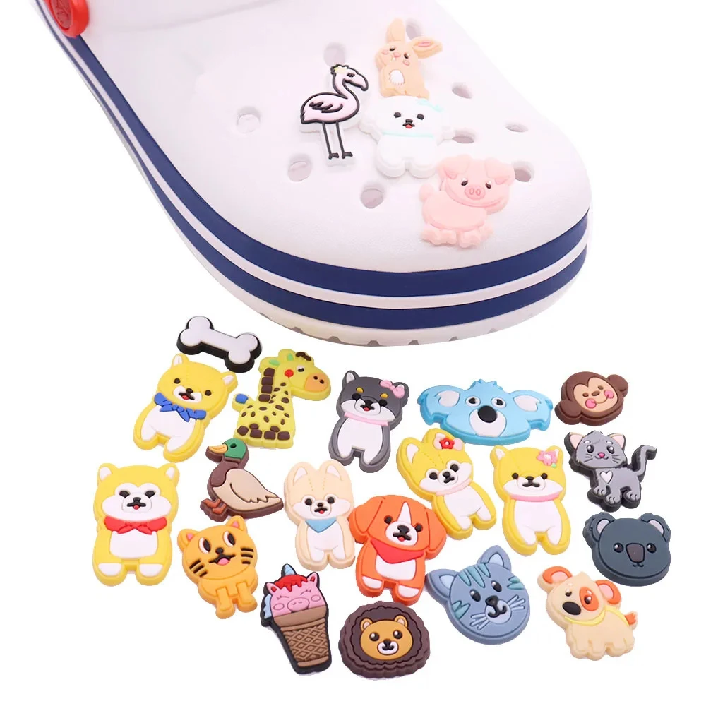 33 Kinds 1Pcs Animals Dog Rabbit Cat Giraffe PVC Garden Shoe Charms Shoes Decorations Clog DIY Wristband Kids Gift