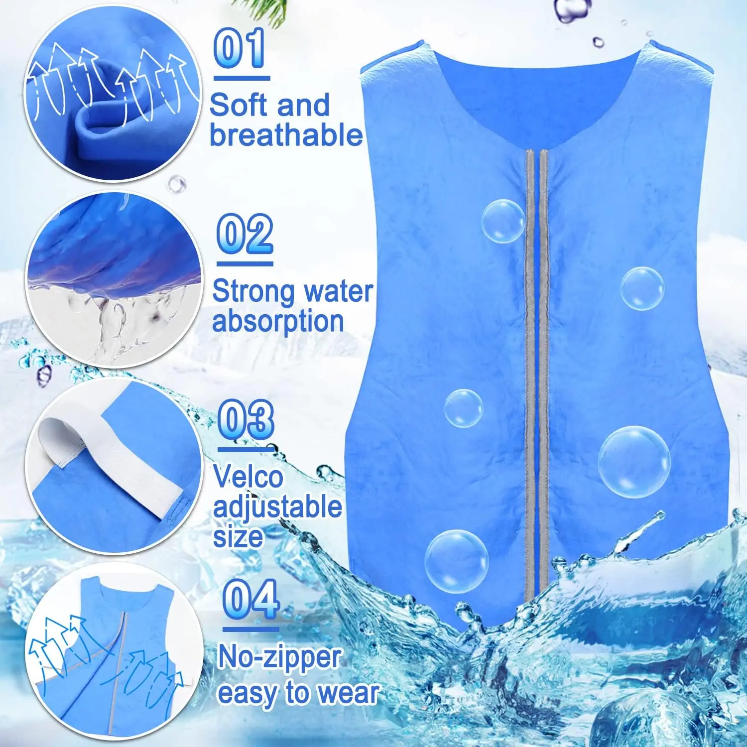 Outdoor Sports Cooling Ice Vest Summer Fan Cooling Vests Men Women Air Conditioning Cool Coat Outdoor Sun Uv+ Protection Jacket