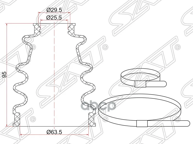 Пыльник шруса внутренний TOYOTA Harrier MCU10W, Kluger 1MZ-FE 3.0L  (2 хомута. резина)