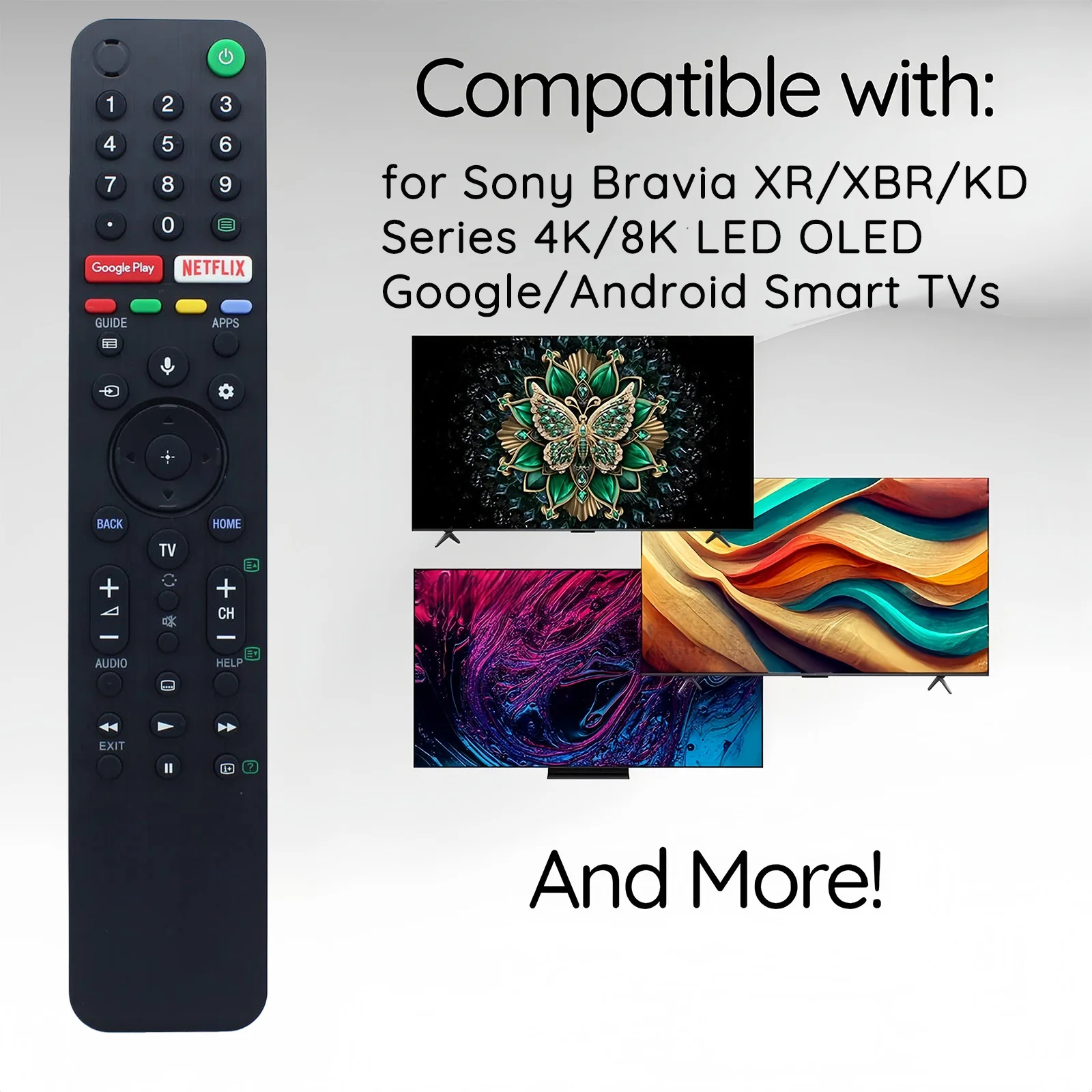  TV 리모컨 교체용 RMF-TX500P,  브라비아 XR/XBR/KD 시리즈 4K/8K LED OLED 구글/안드로이드 스마트 TV와 호환 가능