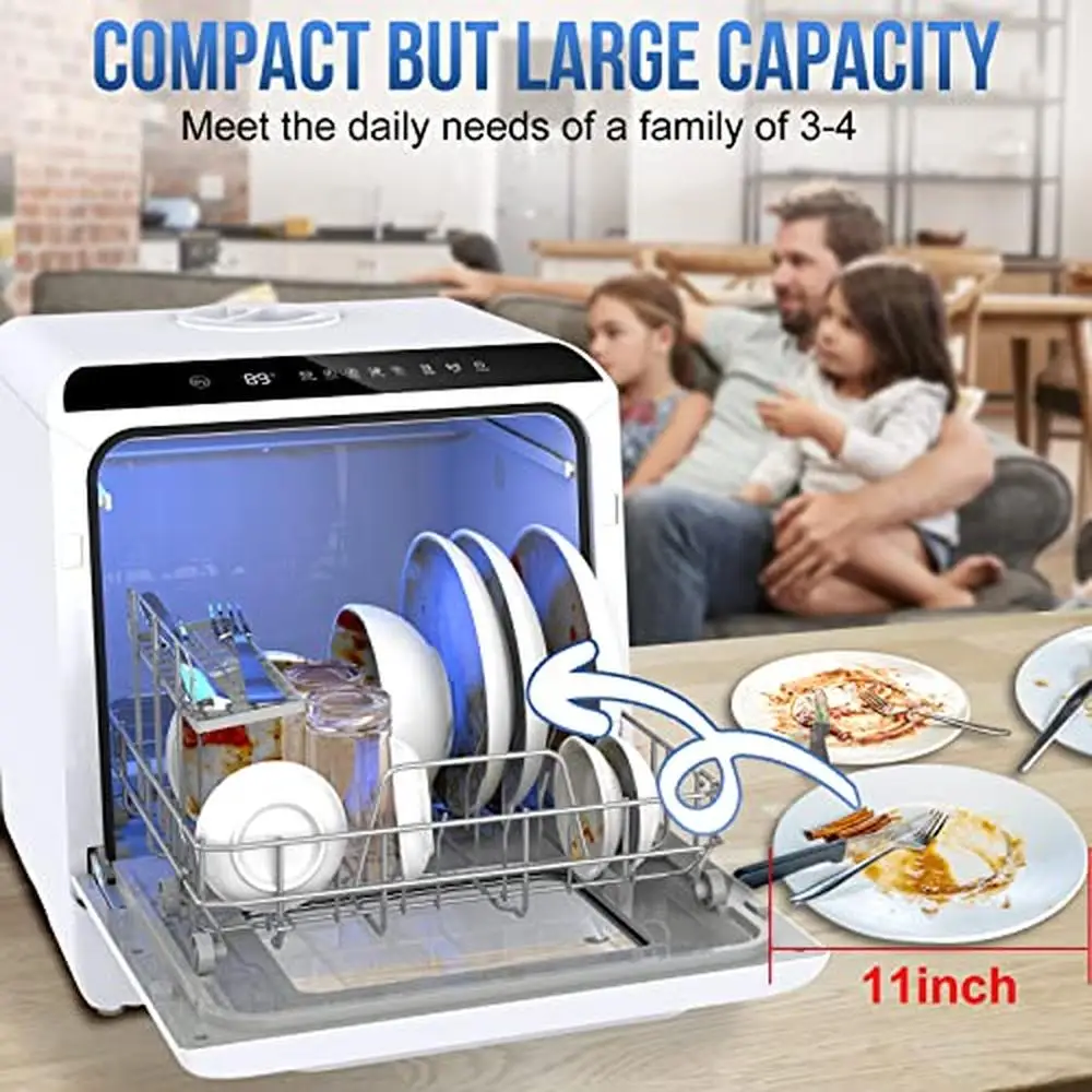 Compact Portable Dishwasher 5L Tank 6 Programs Anti Leakage Dual Dry Function 2