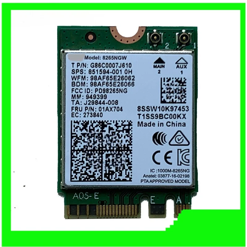 Dual Band Wireless 8265 8265Ngw Ngff 867Mbps Wifi Bluetooth4.2 Card Per Lenovo Yoga 730 13Ikb 15Ikb Yoga 530-14Ikb Laptop