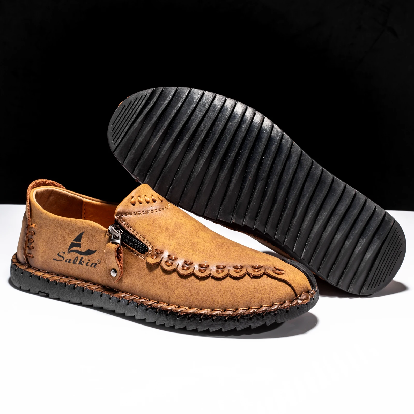 FLYLAND Hot Sale Leather Original Shoes for Men Casual Leather Shoes Comfortable Breathable Outdoor Sneakers Driving Shoes