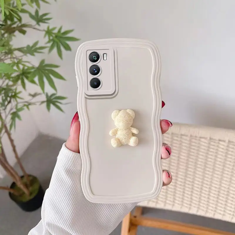 Cute 3d Bear Wave Liquid Silicone Phone Case For Samsung Galaxy_voghion.com