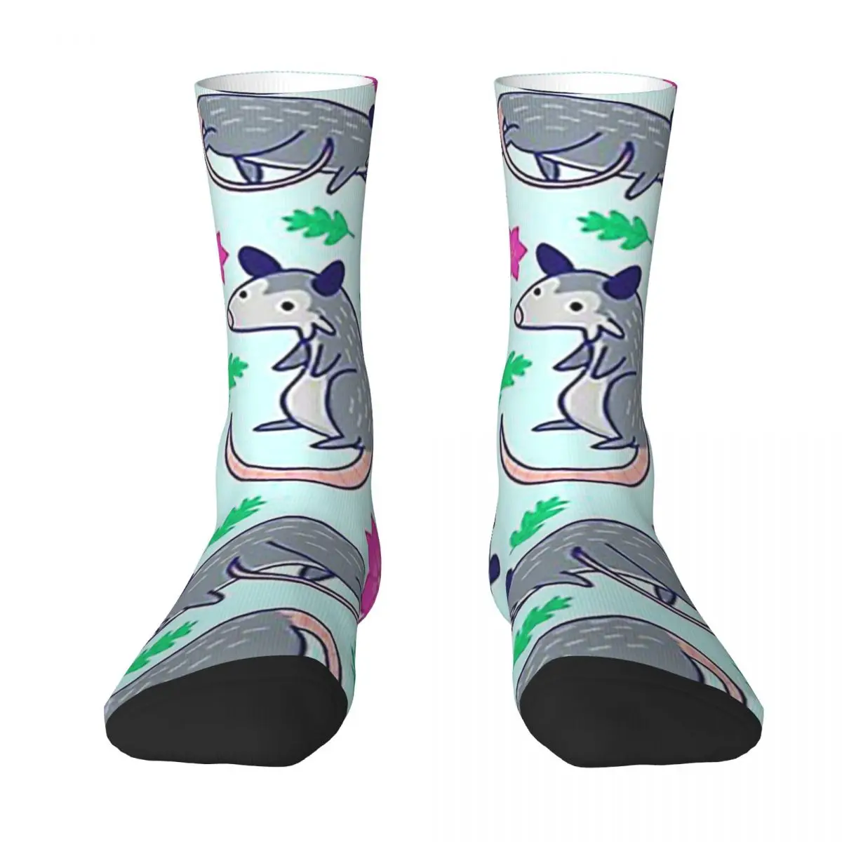 

All Seasons Crew Stockings Opossum Pattern Socks Harajuku Fashion Hip Hop Long Socks Accessories for Men Women Gifts