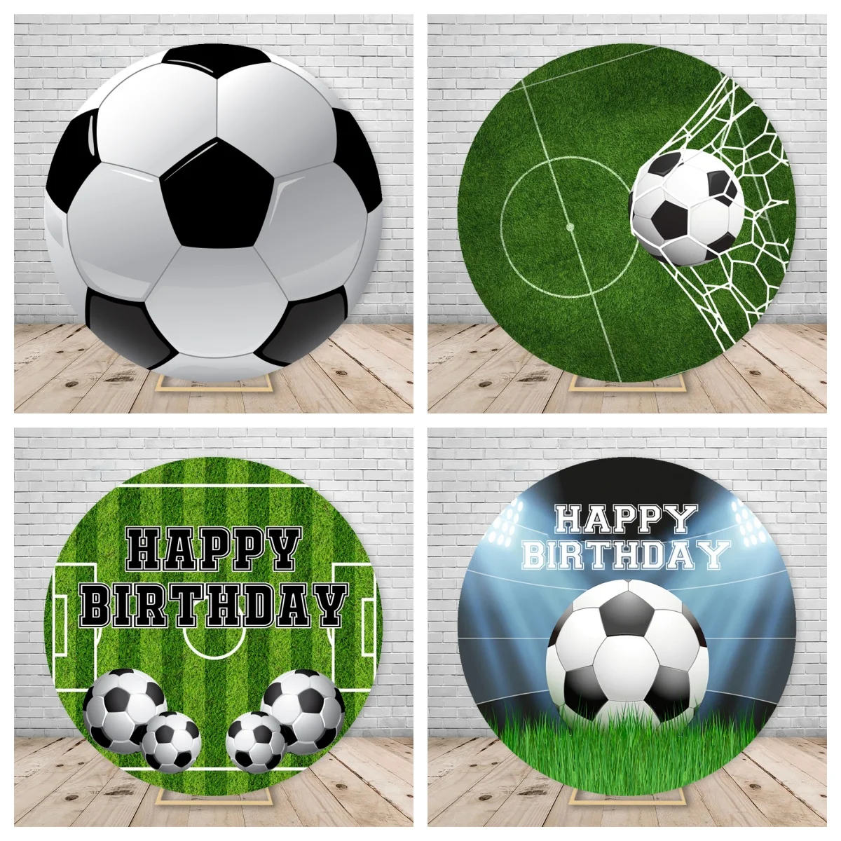 

Round Circle Photogrpahy Background Soccer Football Theme Little Boys 1st Birthday Party Backdrop Custom Photocall